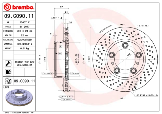 BREMBO Első féktárcsa 09.C090.11_BREMBO