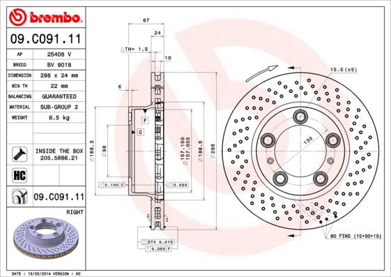 BREMBO Első féktárcsa 09.C091.11_BREMBO