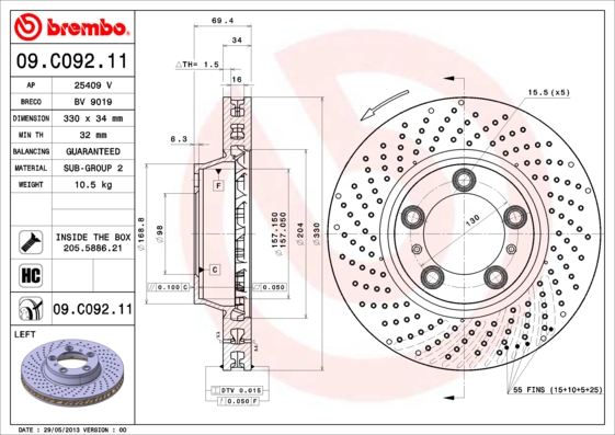 BREMBO Első féktárcsa 09.C092.11_BREMBO