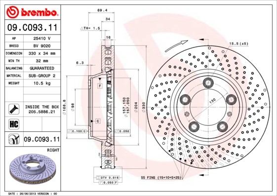 BREMBO Első féktárcsa 09.C093.11_BREMBO