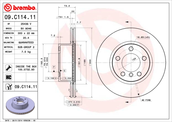 BREMBO Első féktárcsa 09.C114.11_BREMBO