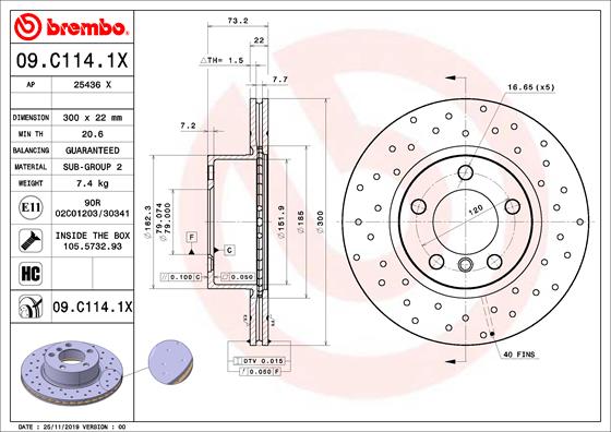 BREMBO Féktárcsa, mind 09.C114.1X_BREMBO