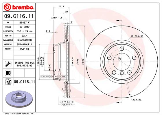 BREMBO Első féktárcsa 09.C116.11_BREMBO