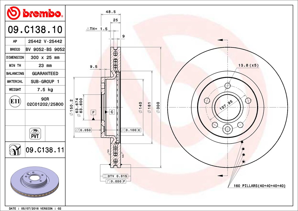 BREMBO Első féktárcsa 09.C138.11_BREMBO