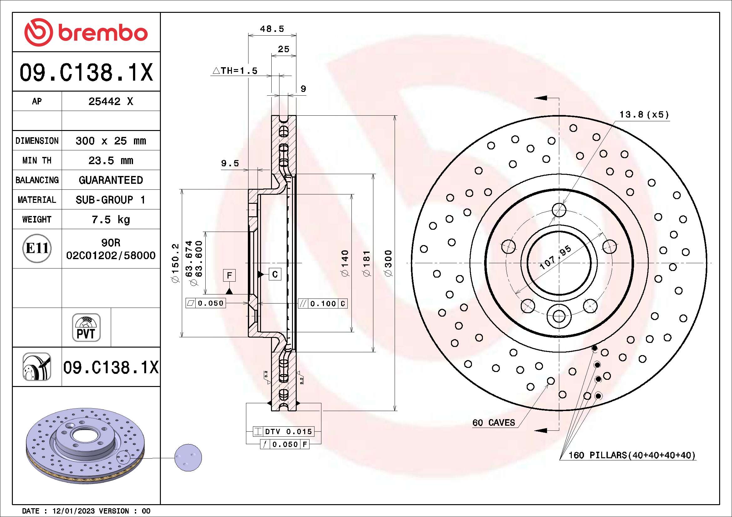 BREMBO Féktárcsa, mind 09.C138.1X_BREMBO