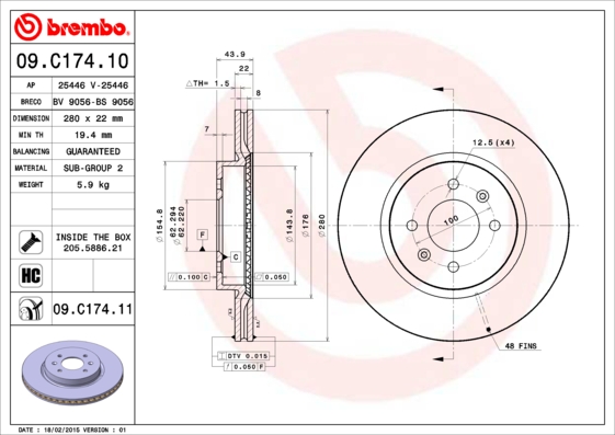 BREMBO Első féktárcsa 09.C174.11_BREMBO