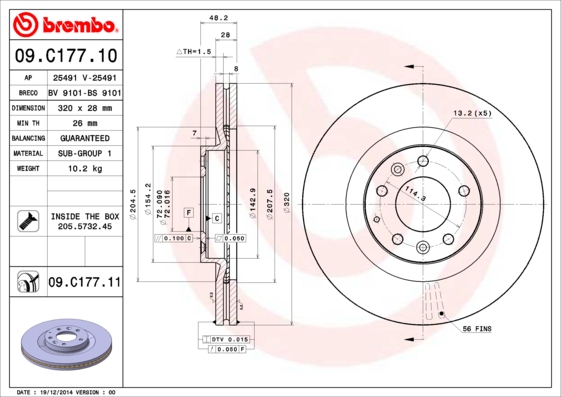 BREMBO Első féktárcsa 09.C177.11_BREMBO