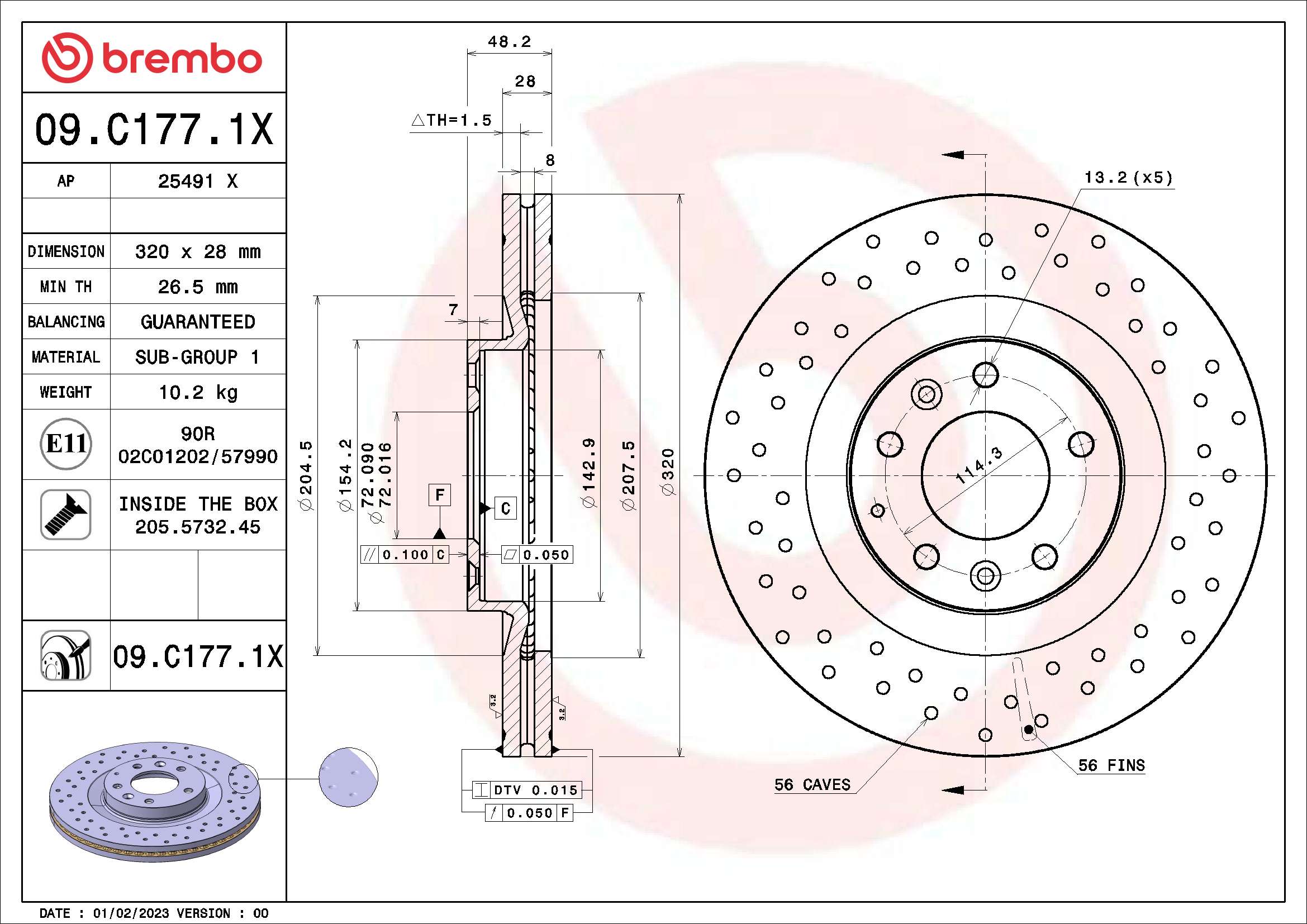 BREMBO Féktárcsa, mind 09.C177.1X_BREMBO