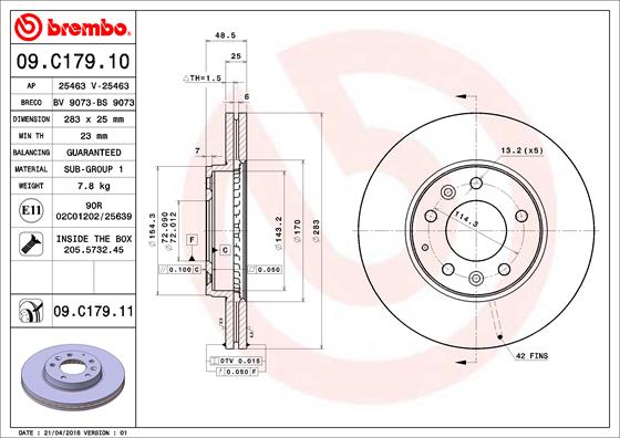 BREMBO Első féktárcsa 09.C179.11_BREMBO