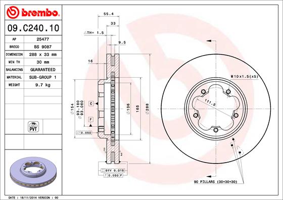 BREMBO Első féktárcsa 09.C240.10_BREMBO