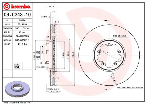 BREMBO Első féktárcsa 09.C243.10_BREMBO