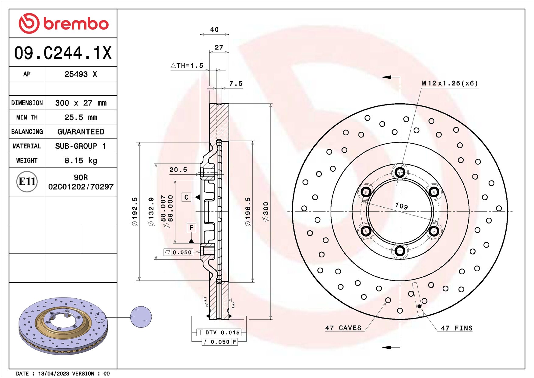 BREMBO Féktárcsa, mind 09.C244.1X_BREMBO