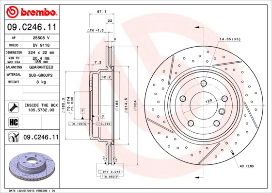 BREMBO Féktárcsa, mind 09.C246.11_BREMBO