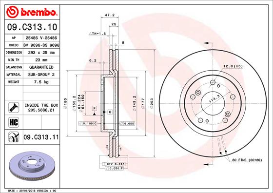 BREMBO Első féktárcsa 09.C313.11_BREMBO