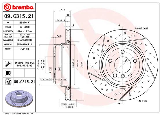 BREMBO Féktárcsa, mind 09.C315.21_BREMBO