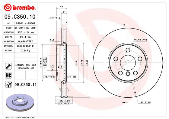 BREMBO Első féktárcsa 09.C350.11_BREMBO