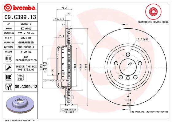 BREMBO Első féktárcsa 09.C399.13_BREMBO