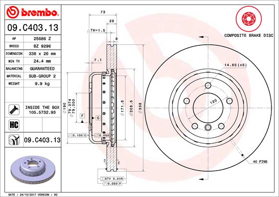 BREMBO Első féktárcsa 09.C403.13_BREMBO