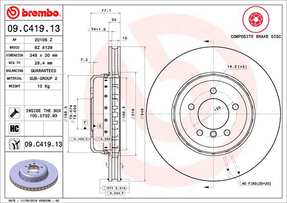 BREMBO Féktárcsa, mind 09.C419.13_BREMBO