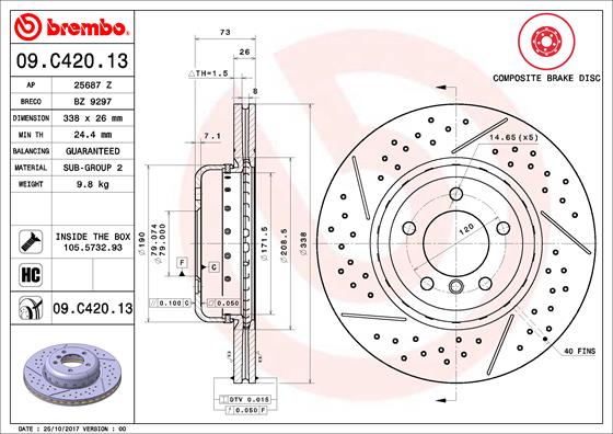 BREMBO Első féktárcsa 09.C420.13_BREMBO