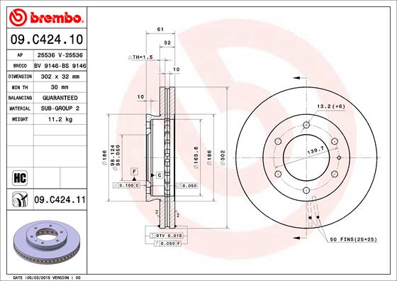 BREMBO Első féktárcsa 09.C424.11_BREMBO