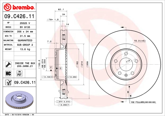 BREMBO Első féktárcsa 09.C426.11_BREMBO