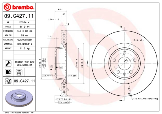 BREMBO Első féktárcsa 09.C427.11_BREMBO