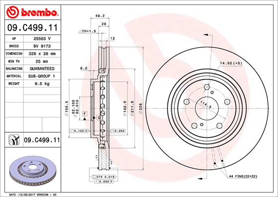 BREMBO Féktárcsa, mind 09.C499.11_BREMBO