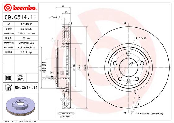 BREMBO Féktárcsa, mind 09.C514.11_BREMBO