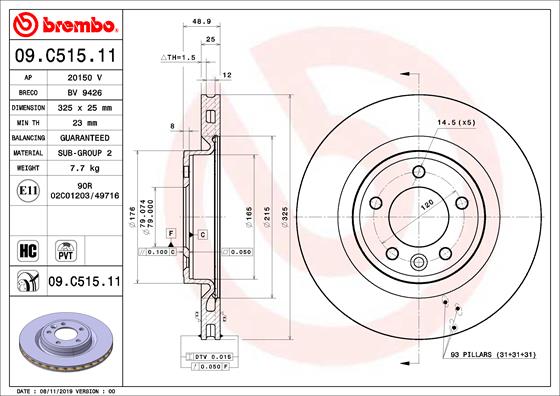 BREMBO Féktárcsa, mind 09.C515.11_BREMBO