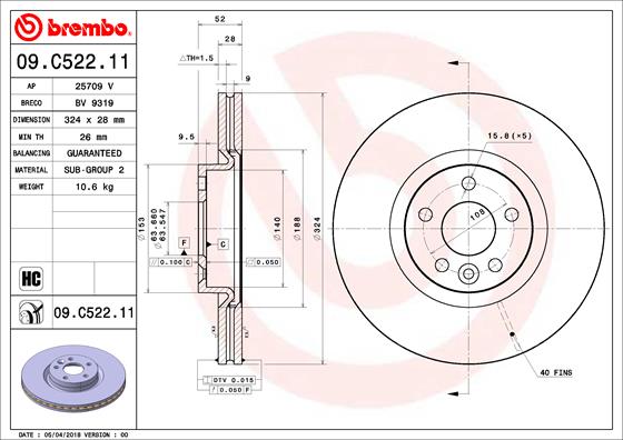 BREMBO Első féktárcsa 09.C522.11_BREMBO