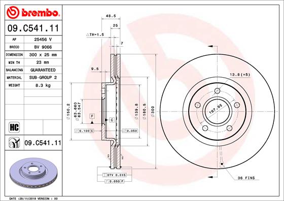 BREMBO Féktárcsa, mind 09.C541.11_BREMBO