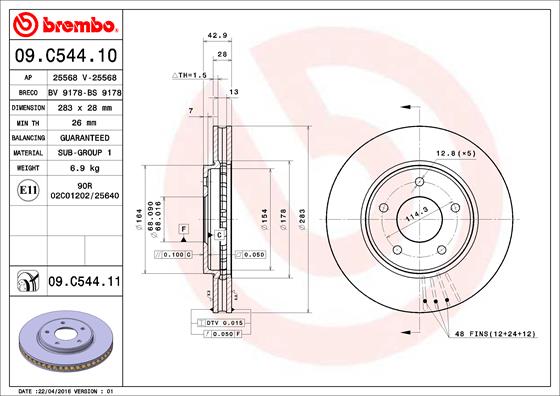 BREMBO Féktárcsa, mind 09.C544.11_BREMBO