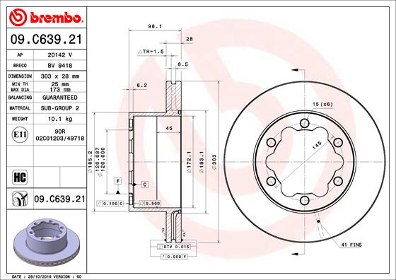 BREMBO Féktárcsa, mind 09.C639.21_BREMBO