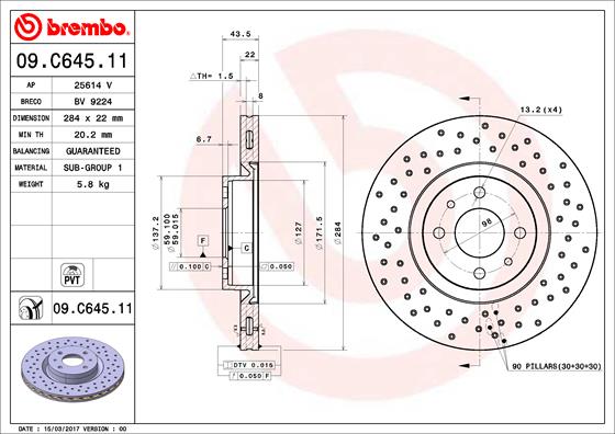 BREMBO Első féktárcsa 09.C645.11_BREMBO