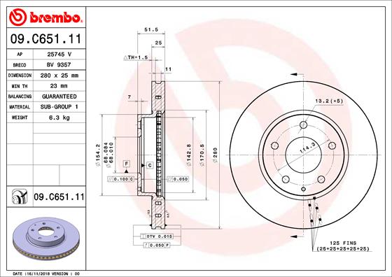 BREMBO Féktárcsa, mind 09.C651.11_BREMBO