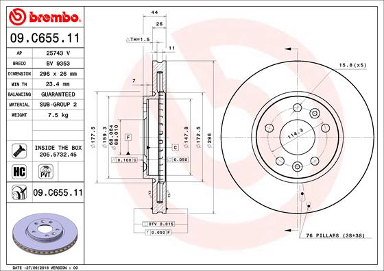 BREMBO Első féktárcsa 09.C655.11_BREMBO