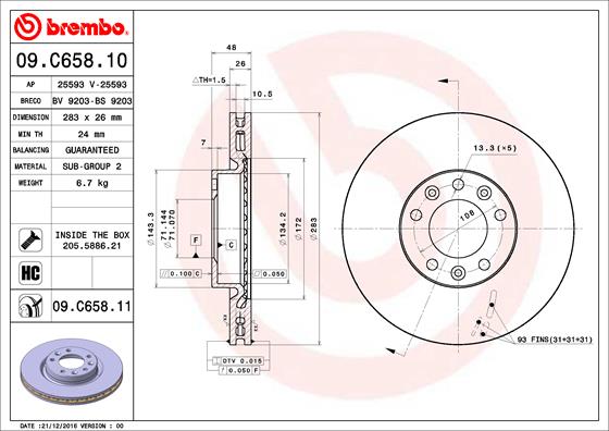 BREMBO Első féktárcsa 09.C658.11_BREMBO