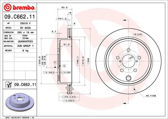 BREMBO Féktárcsa, mind 09.C662.11_BREMBO