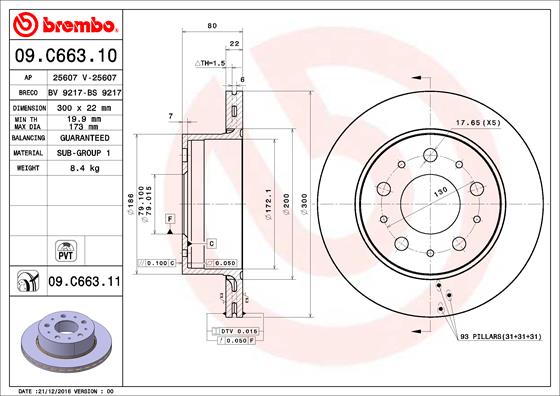 BREMBO Első féktárcsa 09.C663.11_BREMBO