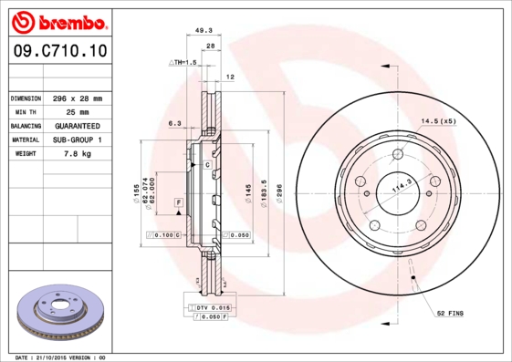 BREMBO Féktárcsa, mind 09.C710.11_BREMBO