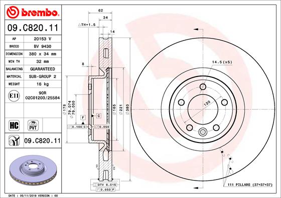 BREMBO Féktárcsa, mind 09.C820.11_BREMBO