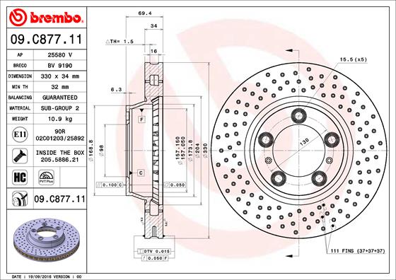 BREMBO Első féktárcsa 09.C877.11_BREMBO