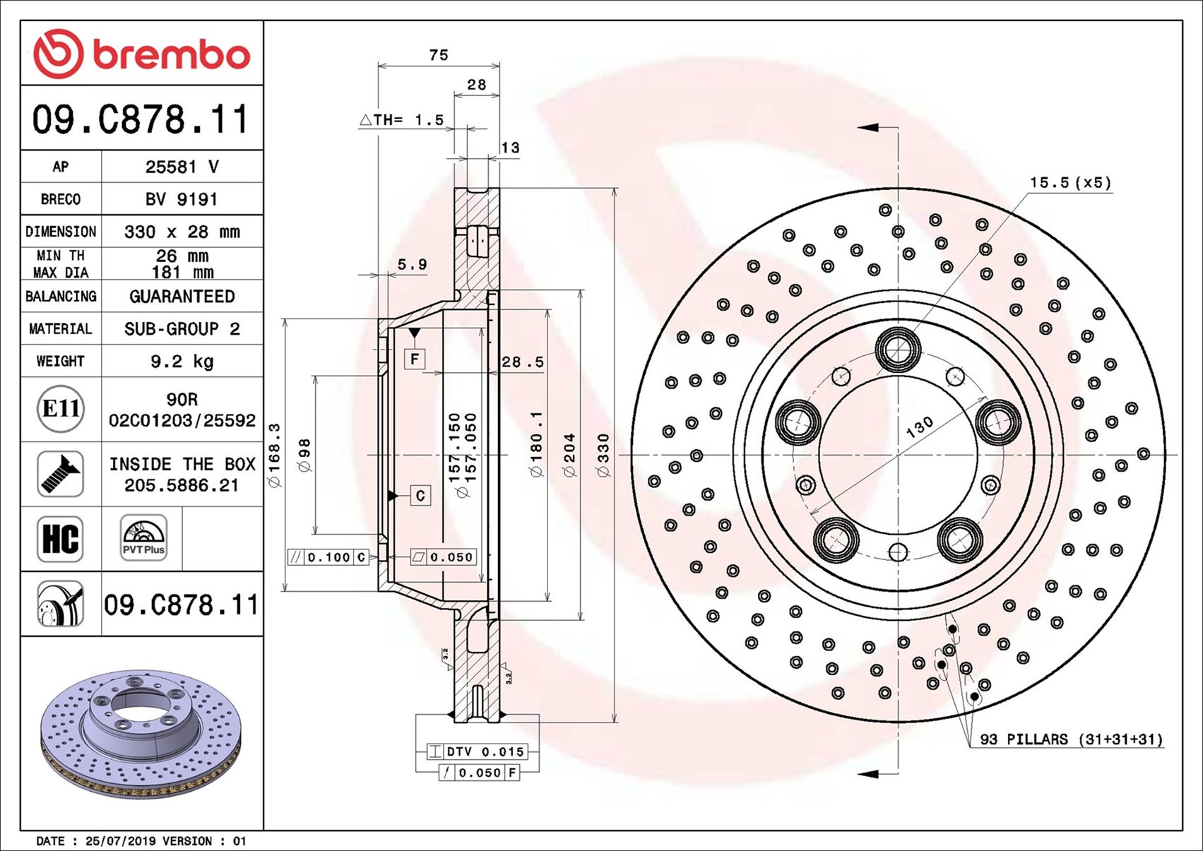 BREMBO Féktárcsa, mind 09.C878.11_BREMBO