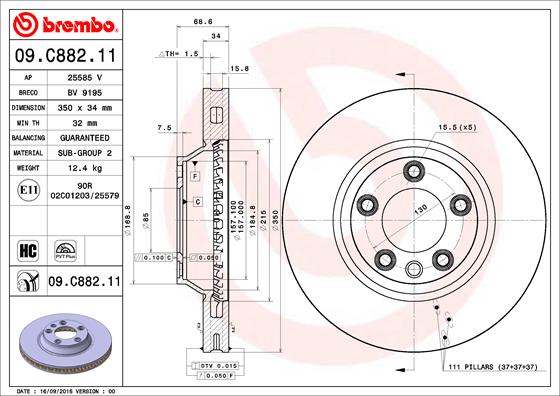 BREMBO Első féktárcsa 09.C882.11_BREMBO