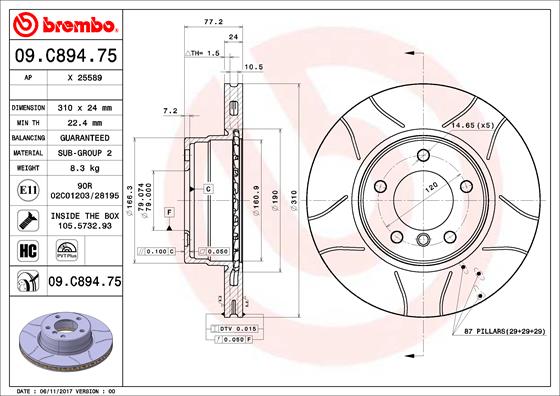 BREMBO Féktárcsa, mind 09.C894.75_BREMBO