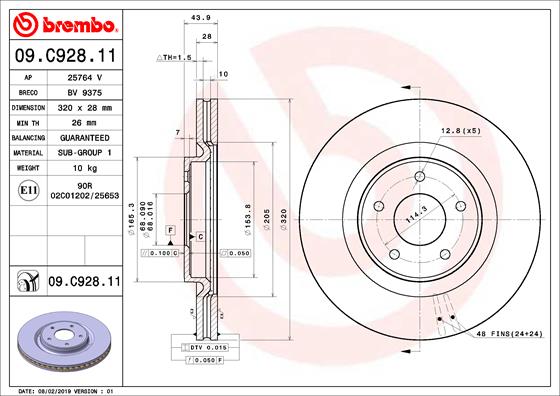 BREMBO Első féktárcsa 09.C928.11_BREMBO