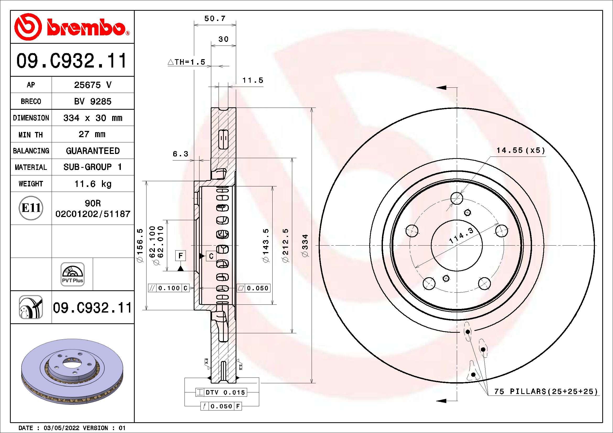 BREMBO Első féktárcsa 09.C932.11_BREMBO