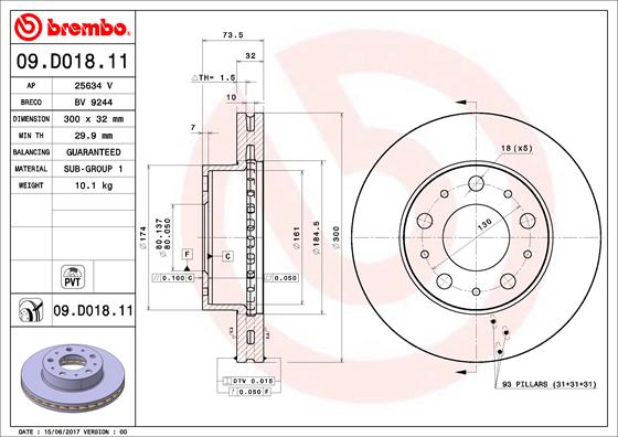 BREMBO Első féktárcsa 09.D018.11_BREMBO