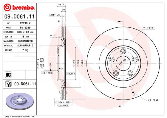 BREMBO Féktárcsa, mind 09.D061.11_BREMBO